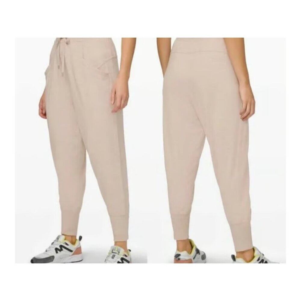 Lululemon Still Chill Heathered Oatmeal Jogger Pants Casual Elastic Waist Size 6